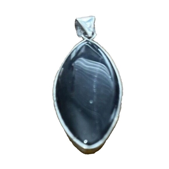 Marquise Cut Black Amethyst Silver  Pendant - Picture 7 of 10